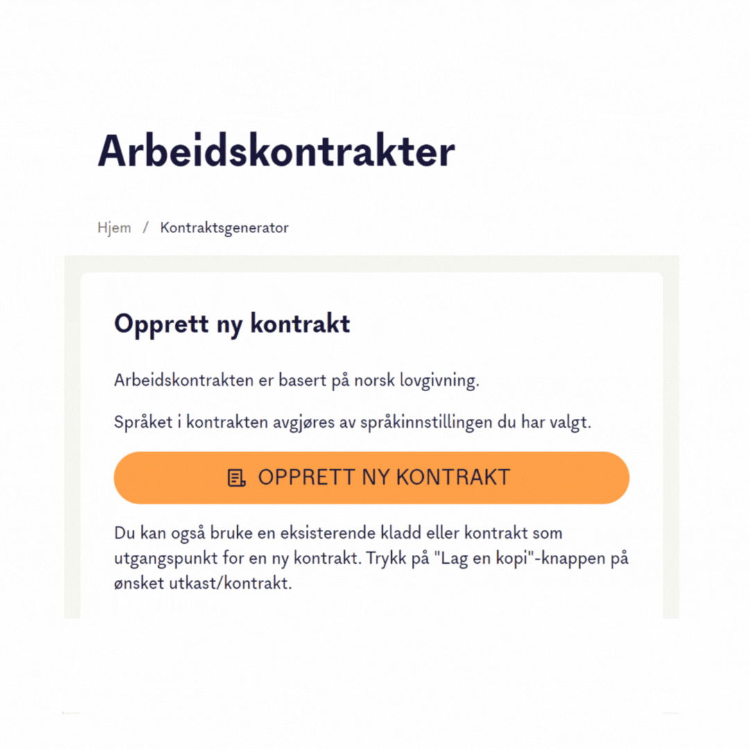Arbeidskontrakt inkl signering
